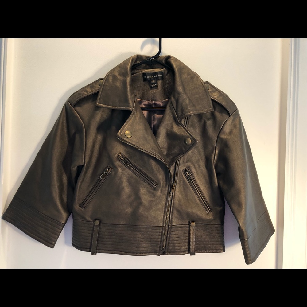 Olive green leather jacket